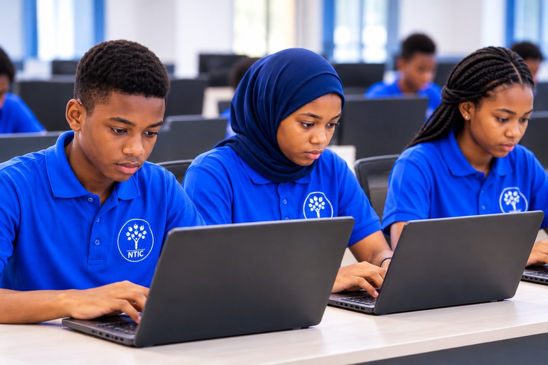 NTIC students writing a computer-based exam in the computer lab
